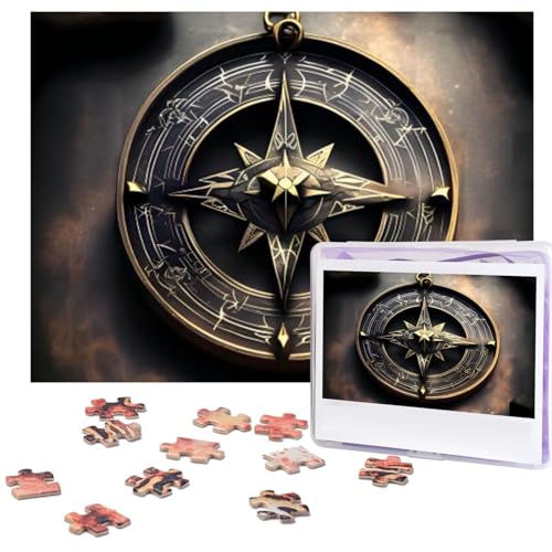 Magical Design Norse Runen Kompass Puzzles 500 Teile mit Aufbewahrungstasche Personalisierte Puzzles für Männer Frauen Bilderpuzzle für Familie Herausfordernde Fotos Puzzle für Heimdekoration (51,8 x von Fhpce