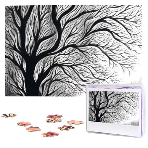 Malerei Baum Puzzles 1000 Teile mit Aufbewahrungstasche Personalisierte Puzzles für Männer Frauen Bilderpuzzle für Familie Herausfordernde Fotos Puzzle für Heimdekoration (74,9 x 50 cm) von Fhpce