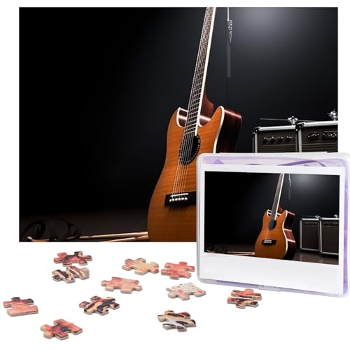 Musikinstrument-Gitarren-Puzzle, 500 Teile, mit Aufbewahrungstasche, personalisierte Puzzles für Männer und Frauen, Bilderpuzzle für Familie, anspruchsvolle Fotos, Puzzle für Heimdekoration (51,8 x von Fhpce