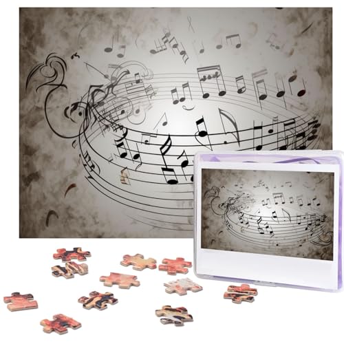 Musiknoten-Wandpuzzle, 500 Teile, mit Aufbewahrungstasche, personalisierte Puzzles für Männer und Frauen, Bilderpuzzle für Familie, anspruchsvolle Fotos, Puzzle für Heimdekoration (51,8 x 38,1 cm) von Fhpce