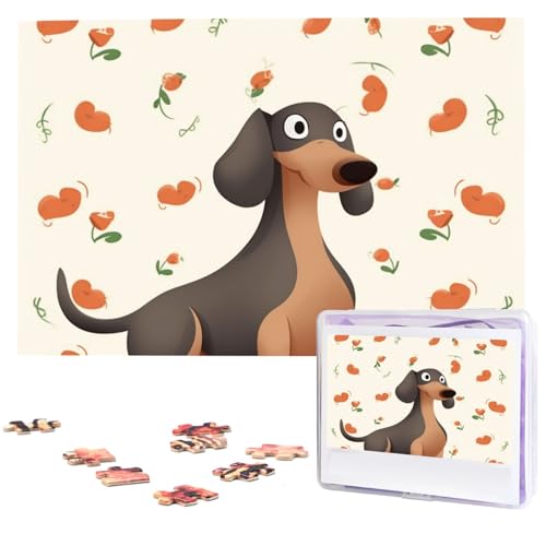 My Dog Dackel Puzzles 1000 Teile mit Aufbewahrungstasche, personalisierte Puzzles für Männer und Frauen, Bilderpuzzle für Familie, anspruchsvolle Fotos, Puzzle für Heimdekoration (74,9 x 50 cm) von Fhpce