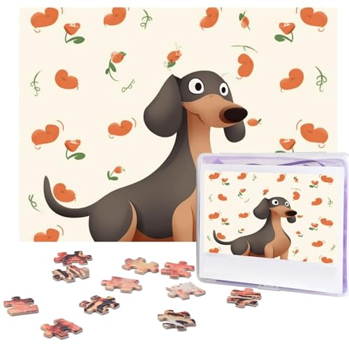 My Dog Dackel Puzzles 500 Teile mit Aufbewahrungstasche, personalisierte Puzzles für Männer und Frauen, Bilderpuzzle für Familie, anspruchsvolle Fotos, Puzzle für Heimdekoration (51,8 x 38,1 cm) von Fhpce