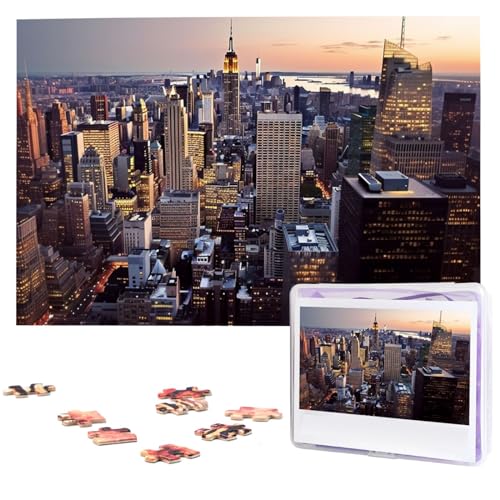 New York City Puzzles 1000 Teile mit Aufbewahrungstasche, personalisierte Puzzles für Männer und Frauen, Bilderpuzzle für Familie, anspruchsvolle Fotos, Puzzle für Heimdekoration (74,9 x 50 cm) von Fhpce