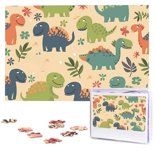 Niedliche Dinosaurier-Puzzles, 1000 Teile, mit Aufbewahrungstasche, personalisierte Puzzles für Männer und Frauen, Bilderpuzzle für Familie, anspruchsvolle Fotos, Puzzle für Heimdekoration (74,9 x 50 von Fhpce