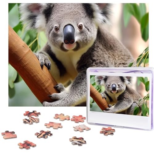 Niedliche Koala-Puzzles, 500 Teile, mit Aufbewahrungstasche, personalisierte Puzzles für Männer und Frauen, Bilderpuzzle für Familie, anspruchsvolle Fotos, Puzzle für Heimdekoration (51,8 x 38,1 cm) von Fhpce