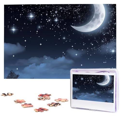 Nightsky Hanging Moon Puzzles 1000 Pieces with Storage Bag Personalized Jigsaw Puzzles for Men Women Picture Puzzle for Family Challenging Photos Puzzle for Home Decor (74.9 cm x 50.0 cm) von Fhpce