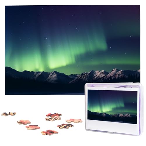 Northern Aurora Night Puzzles 1000 Teile mit Aufbewahrungstasche, personalisierte Puzzles für Männer und Frauen, Bilderpuzzle für Familie, anspruchsvolle Fotos, Puzzle für Heimdekoration (74,9 x 50 von Fhpce