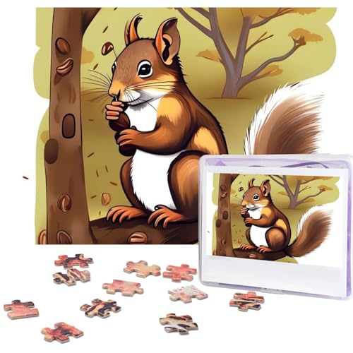 Nussfressende Eichhörnchen-Puzzles, 500 Teile, mit Aufbewahrungstasche, personalisierte Puzzles für Männer und Frauen, Bilderpuzzle für Familie, anspruchsvolle Fotos, Puzzle für Heimdekoration (51,8 x von Fhpce