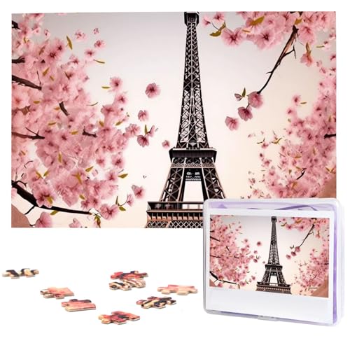 Paris Eiffel-Puzzle, 1000 Teile, mit Aufbewahrungstasche, personalisierte Puzzles für Männer und Frauen, Bilderpuzzle für Familie, anspruchsvolle Fotos, Puzzle für Heimdekoration (74,9 x 50 cm) von Fhpce