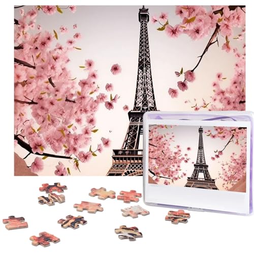 Paris Eiffel-Puzzle, 500 Teile, mit Aufbewahrungstasche, personalisierte Puzzles für Männer und Frauen, Bilderpuzzle für Familie, anspruchsvolle Fotos, Puzzle für Heimdekoration (51,8 x 38,1 cm) von Fhpce