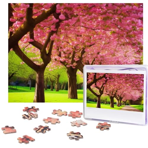 Park Blooming Spring Puzzles 500 Teile mit Aufbewahrungstasche, personalisierte Puzzles für Männer und Frauen, Bilderpuzzle für Familie, anspruchsvolle Fotos, Puzzle für Heimdekoration (51,8 x 38,1 von Fhpce