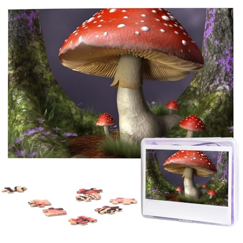 Pilz-Puzzles 1000 Teile mit Aufbewahrungstasche, personalisierte Puzzles für Männer und Frauen, Bilderpuzzle für Familie, anspruchsvolle Fotos, Puzzle für Heimdekoration (74,9 x 50 cm) von Fhpce