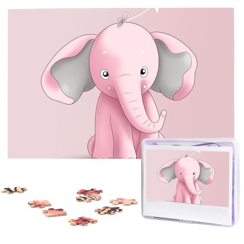 Pink Elephant Puzzles 1000 Teile mit Aufbewahrungstasche, personalisierte Puzzles für Männer und Frauen, Bilderpuzzle für Familie, anspruchsvolle Fotos, Puzzle für Heimdekoration (74,9 x 50 cm) von Fhpce