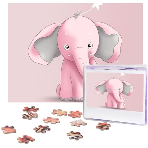 Pink Elephant Puzzles 500 Teile mit Aufbewahrungstasche, personalisierte Puzzles für Männer und Frauen, Bilderpuzzle für Familie, anspruchsvolle Fotos, Puzzle für Heimdekoration (51,8 x 38,1 cm) von Fhpce