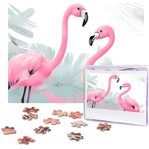 Pink Flamingo Puzzles 500 Teile mit Aufbewahrungstasche, personalisierte Puzzles für Männer und Frauen, Bilderpuzzle für Familie, anspruchsvolle Fotos, Puzzle für Heimdekoration (51,8 x 38,1 cm) von Fhpce