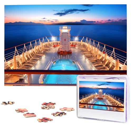 Pool Party Kreuzfahrtschiff Puzzles 1000 Teile mit Aufbewahrungstasche Personalisierte Puzzles für Männer Frauen Bilderpuzzle für Familie herausfordernde Fotos Puzzle für Heimdekoration (74,9 x 50 cm) von Fhpce