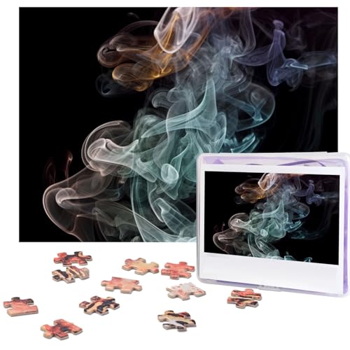 Psychedelic Smoke Puzzles 500 Teile mit Aufbewahrungstasche, personalisierte Puzzles für Männer und Frauen, Bilderpuzzle für Familie, anspruchsvolle Fotos, Puzzle für Heimdekoration (51,8 x 38,1 cm) von Fhpce