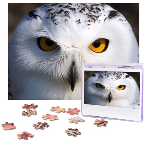 Puzzle mit Schnee-Eulen-Augen, 500 Teile, mit Aufbewahrungstasche, personalisierte Puzzles für Männer und Frauen, Bilderpuzzle für Familie, anspruchsvolle Fotos, Puzzle für Heimdekoration (51,8 x 38,1 von Fhpce