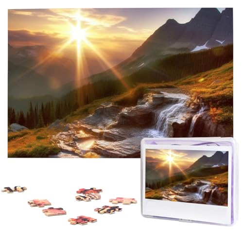 Puzzle mit Sonnenaufgang und Berg, 1000 Teile, mit Aufbewahrungstasche, personalisiertes Puzzle für Männer und Frauen, Bilderpuzzle für Familie, anspruchsvolle Fotos, Puzzle für Heimdekoration (74,9 x von Fhpce