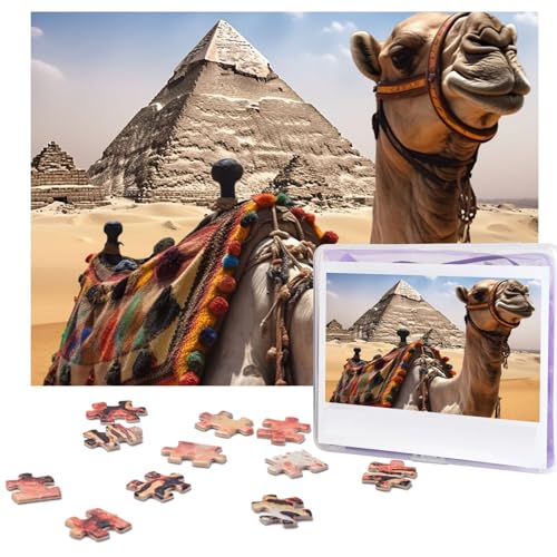 Pyramiden-Kamel-Puzzle, 500 Teile, mit Aufbewahrungstasche, personalisierte Puzzles für Männer und Frauen, Bilderpuzzle für Familie, anspruchsvolle Fotos, Puzzle für Heimdekoration (51,8 x 38,1 cm) von Fhpce