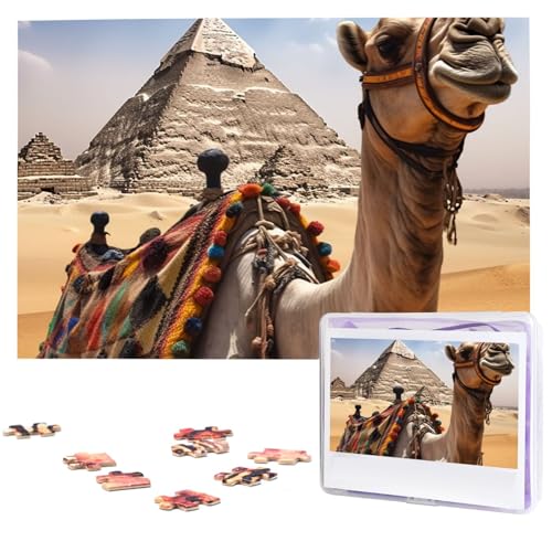 Pyramidenkamel-Puzzle, 1000 Teile, mit Aufbewahrungstasche, personalisierte Puzzles für Männer und Frauen, Bilderpuzzle für Familie, anspruchsvolle Fotos, Puzzle für Heimdekoration (74,9 x 50 cm) von Fhpce