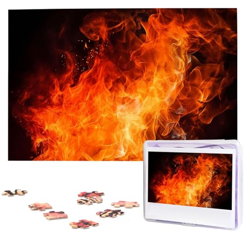 Roaring Flame Puzzles 1000 Teile mit Aufbewahrungstasche, personalisierte Puzzles für Männer und Frauen, Bilderpuzzle für Familie, anspruchsvolle Fotos, Puzzle für Heimdekoration (74,9 x 50 cm) von Fhpce