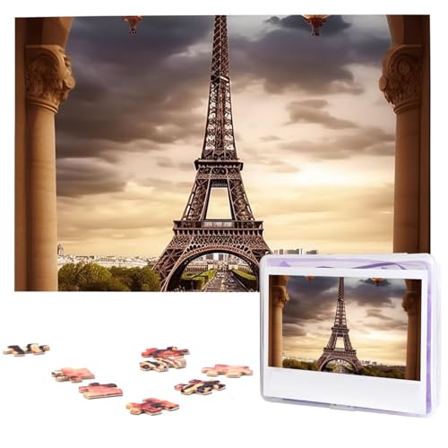 Romantisches Pariser Eiffelturm-Puzzle, 1000 Teile, mit Aufbewahrungstasche, personalisierte Puzzles für Männer und Frauen, Bilderpuzzle für Familie, anspruchsvolle Fotos, Puzzle für Heimdekoration von Fhpce