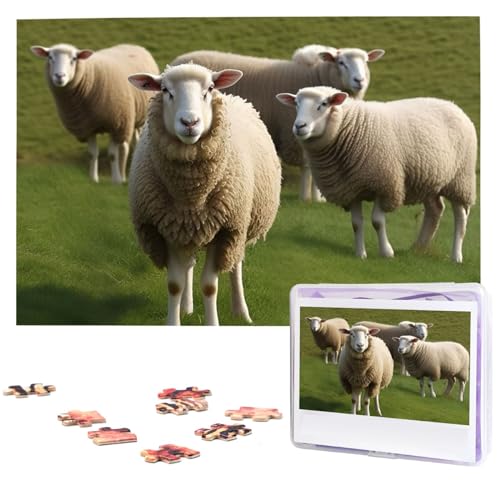 Schaf- und Lämmer-Puzzle, 1000 Teile, mit Aufbewahrungstasche, personalisierte Puzzles für Männer und Frauen, Bilderpuzzle für Familie, anspruchsvolle Fotos, Puzzle für Heimdekoration (74,9 x 50 cm) von Fhpce