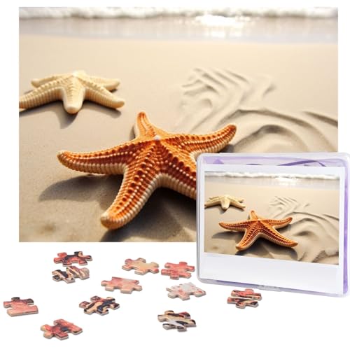 Seestern auf dem Sand, Strandlandschaft, Puzzle, 500 Teile, mit Aufbewahrungstasche, personalisierte Puzzles für Männer und Frauen, Bilderpuzzle für Familie, anspruchsvolle Fotos, Puzzle für von Fhpce