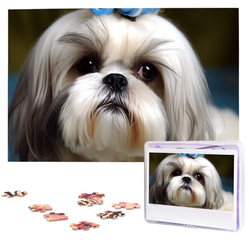 Shih Tzu Hundepuzzles 1000 Teile mit Aufbewahrungstasche, personalisierte Puzzles für Männer und Frauen, Bilderpuzzle für Familie, herausfordernde Fotos, Puzzle für Heimdekoration (74,9 x 50 cm) von Fhpce