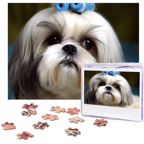 Shih Tzu Hundepuzzles 500 Teile mit Aufbewahrungstasche, personalisierte Puzzles für Männer und Frauen, Bilderpuzzle für Familie, herausfordernde Fotos, Puzzle für Heimdekoration (51,8 x 38,1 cm) von Fhpce