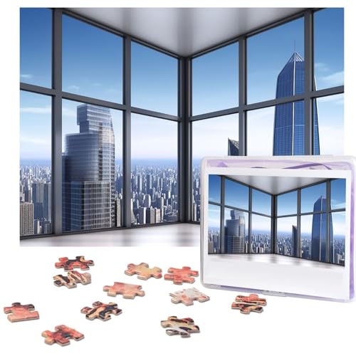 Skyscraper Buildings Puzzles 500 Teile mit Aufbewahrungstasche, personalisierte Puzzles für Männer und Frauen, Bilderpuzzle für Familie, anspruchsvolle Fotos, Puzzle für Heimdekoration (51,8 x 38,1 von Fhpce