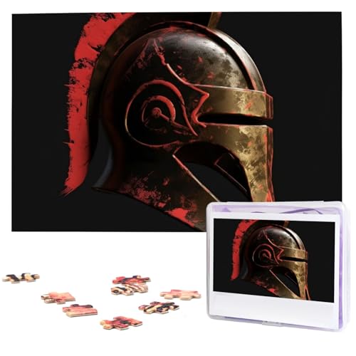 Spartan Warrior Helm Puzzles 1000 Teile mit Aufbewahrungstasche, personalisierte Puzzles für Männer und Frauen, Bilderpuzzle für Familie, herausfordernde Fotos, Puzzle für Heimdekoration (74,9 x 50 von Fhpce