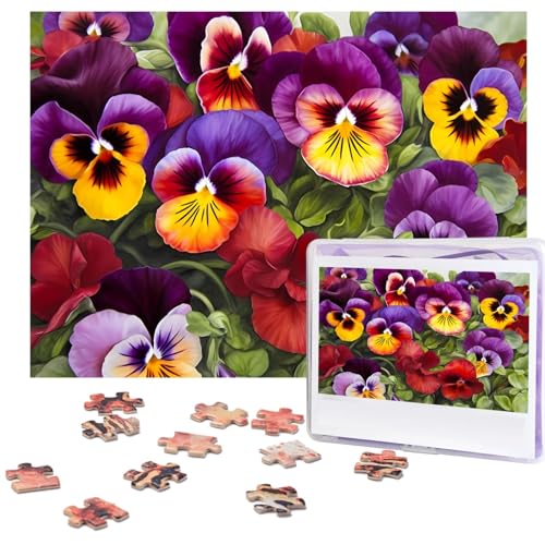 Stiefmütterchen Perfektion Puzzles 500 Teile mit Aufbewahrungstasche, personalisierte Puzzles für Männer und Frauen, Bilderpuzzle für Familie, anspruchsvolle Fotos, Puzzle für Heimdekoration (51,8 x von Fhpce