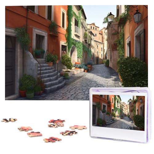 Street of Italy Puzzles 1000 Teile mit Aufbewahrungstasche, personalisierte Puzzles für Männer und Frauen, Bilderpuzzle für Familie, anspruchsvolle Fotos, Puzzle für Heimdekoration (74,9 x 50 cm) von Fhpce