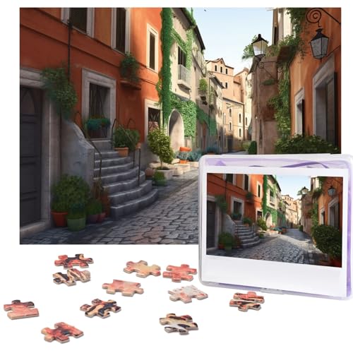 Street of Italy Puzzles 500 Teile mit Aufbewahrungstasche, personalisierte Puzzles für Männer und Frauen, Bilderpuzzle für Familie, anspruchsvolle Fotos, Puzzle für Heimdekoration (51,8 x 38,1 cm) von Fhpce