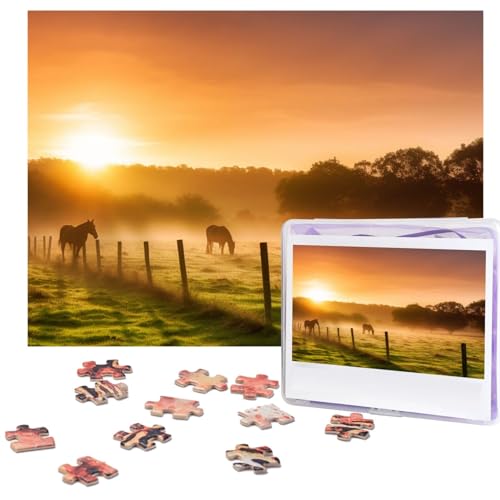 Sundown Sunny Puzzles 500 Teile mit Aufbewahrungstasche, personalisierte Puzzles für Männer und Frauen, Bilderpuzzle für Familie, anspruchsvolle Fotos, Puzzle für Heimdekoration (51,8 x 38,1 cm) von Fhpce