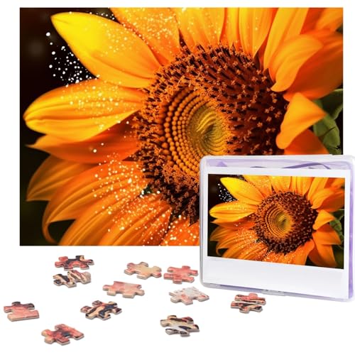 Tapete mit orangefarbenen Sonnenblumen, 500 Teile, mit Aufbewahrungstasche, personalisiertes Puzzle für Männer und Frauen, Bilderpuzzle für Familie, anspruchsvolle Fotos, Puzzle für Heimdekoration von Fhpce