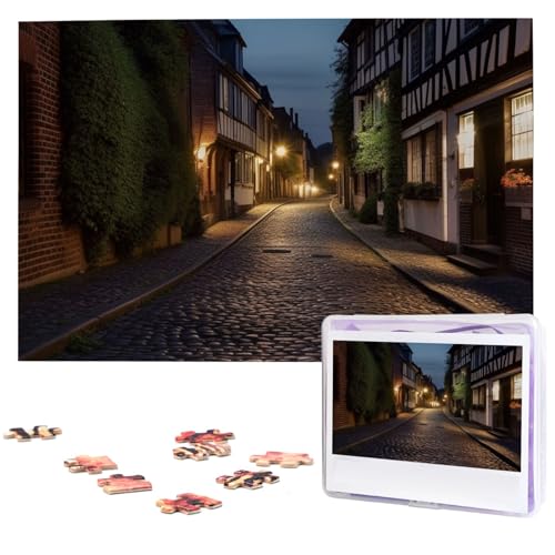 The Cobbles at Street Puzzles 1000 Teile mit Aufbewahrungstasche, personalisierte Puzzles für Männer und Frauen, Bilderpuzzle für Familie, anspruchsvolle Fotos, Puzzle für Heimdekoration (74,9 x 50 von Fhpce