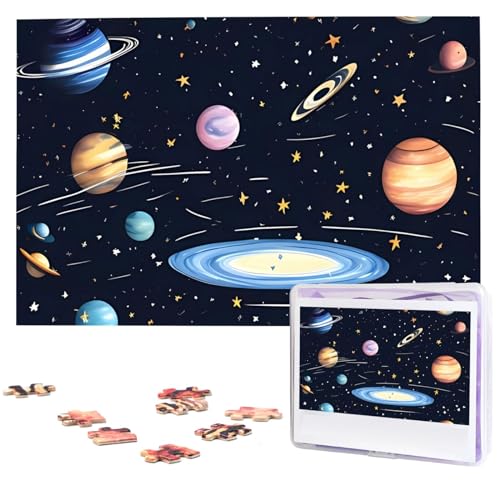 The Solar Family Puzzles 1000 Pieces with Storage Bag Personalized Jigsaw Puzzles for Men Women Picture Puzzle for Family Challenging Photos Puzzle for Home Decor (74.9 cm x 50.0 cm) von Fhpce