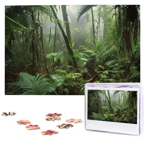 Tropischer Regenwald-Puzzle, 1000 Teile, mit Aufbewahrungstasche, personalisierte Puzzles für Männer und Frauen, Bilderpuzzle für Familie, anspruchsvolle Fotos, Puzzle für Heimdekoration (74,9 x 50 von Fhpce