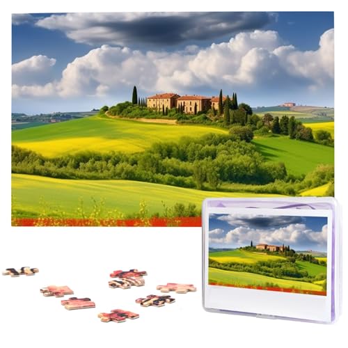 Tuscany Spring Puzzles 1000 Teile mit Aufbewahrungstasche, personalisierte Puzzles für Männer und Frauen, Bilderpuzzle für Familie, anspruchsvolle Fotos, Puzzle für Heimdekoration (74,9 x 50 cm) von Fhpce