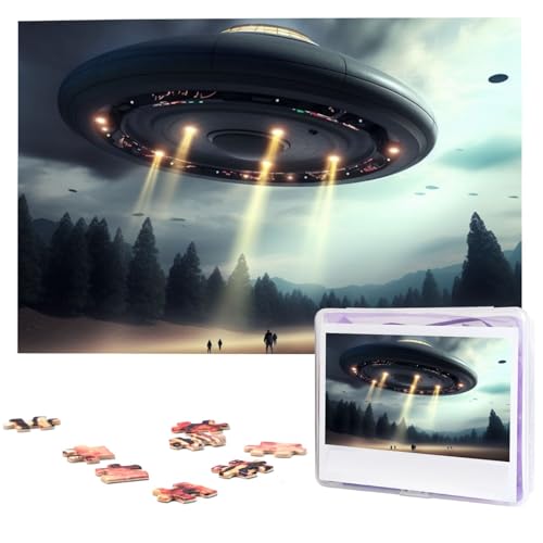 UFOs Landing Puzzles 1000 Teile mit Aufbewahrungstasche, personalisierte Puzzles für Männer und Frauen, Bilderpuzzle für Familie, anspruchsvolle Fotos, Puzzle für Heimdekoration (74,9 x 50 cm) von Fhpce