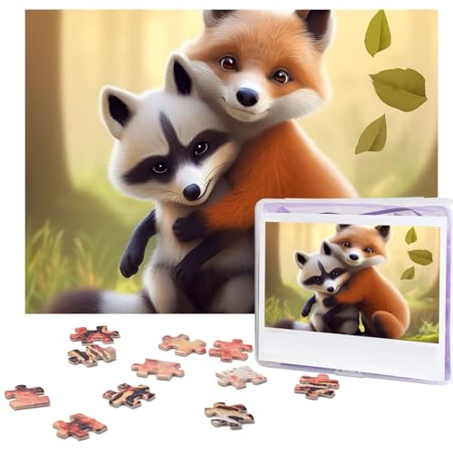 Umarmung Tierpuzzles 500 Teile mit Aufbewahrungstasche, personalisierte Puzzles für Männer und Frauen, Bilderpuzzle für Familie, herausfordernde Fotos, Puzzle für Heimdekoration (51,8 x 38,1 cm) von Fhpce