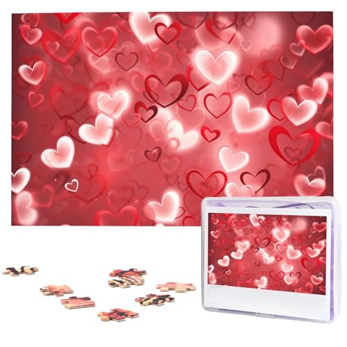 Valentinstag-Liebesherz-Puzzle, 1000 Teile, mit Aufbewahrungstasche, personalisierte Puzzles für Männer und Frauen, Bilderpuzzle für Familie, anspruchsvolle Fotos, Puzzle für Heimdekoration (74,9 x 50 von Fhpce