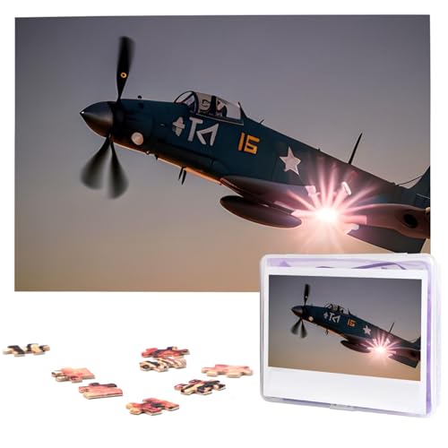 Weltkrieg Flugzeug-Puzzles 1000 Teile mit Aufbewahrungstasche, personalisierte Puzzles für Männer und Frauen, Bilderpuzzle für Familie, herausfordernde Fotos, Puzzle für Heimdekoration (74,9 x 50 cm) von Fhpce