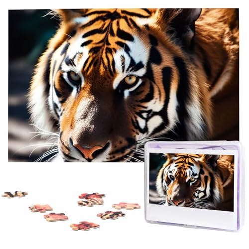 Wild Animal Tiger Puzzles 1000 Teile mit Aufbewahrungstasche, personalisierte Puzzles für Männer und Frauen, Bilderpuzzle für Familie, anspruchsvolle Fotos, Puzzle für Heimdekoration (74,9 x 50 cm) von Fhpce