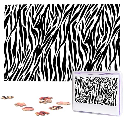 Zebra Print Puzzles 1000 Teile mit Aufbewahrungstasche, personalisierte Puzzles für Männer und Frauen, Bilderpuzzle für Familie, anspruchsvolle Fotos, Puzzle für Heimdekoration (74,9 x 50 cm) von Fhpce