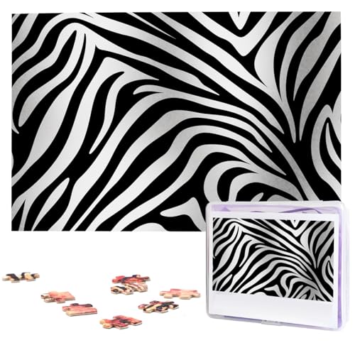 Zebra Print Puzzles 1000 Teile mit Aufbewahrungstasche, personalisierte Puzzles für Männer und Frauen, Bilderpuzzle für Familie, anspruchsvolle Fotos, Puzzle für Heimdekoration (74,9 x 50 cm) von Fhpce