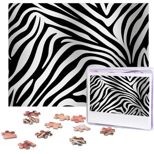 Zebra Print Puzzles 500 Teile mit Aufbewahrungstasche, personalisierte Puzzles für Männer und Frauen, Bilderpuzzle für Familie, anspruchsvolle Fotos, Puzzle für Heimdekoration (51,8 x 38,1 cm) von Fhpce